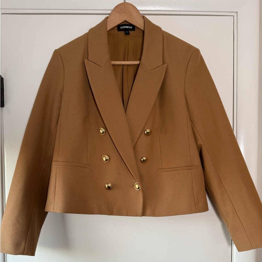 Express Cropped Editor Double Breasted Blazer Cog… - image 2